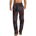 thumbnail image 1 of Fashion YLSDY Mens Pajama Pants Comfy Bottom with Pockets Plaid Sleepwear Wide Leg Soft Stretchy Casual Loose Fit Sleep Trousers Gray M, 1 of 5