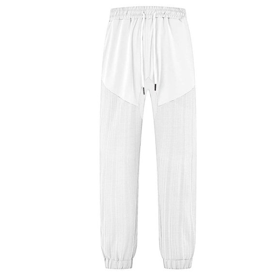 Fashion YLSDY Mens Patchwork Athletic Track Pants Casual Outdoor Running Workout Joggers Pant with Pockets Cinched Sweatpants White XXL