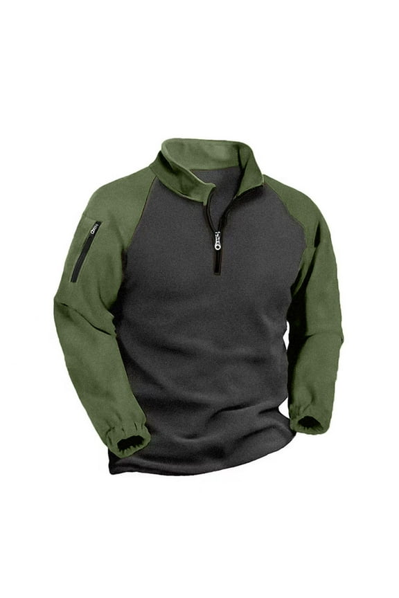 Fashion YLSDY Mens Quarter Zip Fleece Tactical Sweatshirt Stand Collar Long Sleeve Pullover Henley Sweatshirt for Outdoors Army Green S