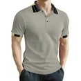 thumbnail image 1 of Fashion YLSDY Mens Shirts Casual Stylish Button Down Short Sleeve Button Collared Shirt Summer Vacation Shirts Loose Athletic Pullover Tee Khaki L, 1 of 3