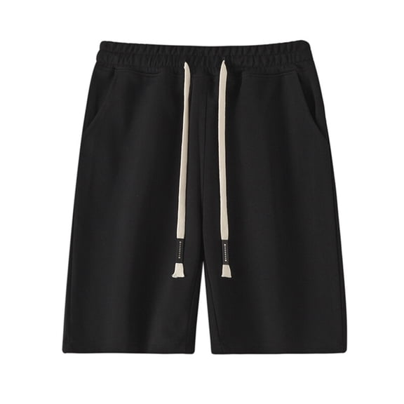 Fashion YLSDY Mens Shorts Casual Summer 2025 Elastic Waist Drawstring Bermuda Shorts Big and Tall Loose Versatile Short with Pocket Black XXL