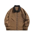 thumbnail image 1 of Fashion YLSDY Mens Zip Up Western Corduroy Jackets Lightweight Collar Bomber Jacket Retro Distressed Long Sleeve Textured Shackets Coffee XXXXL, 1 of 9