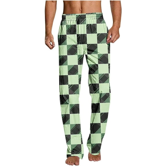 Fashion YLSDY Plaid Pajama Pants Mens Flannel Pajama Pants Plaid Fluffy Pj Pants Fuzzy Fleece Lounge Pants Casual Winter Spring Bottoms Green XL