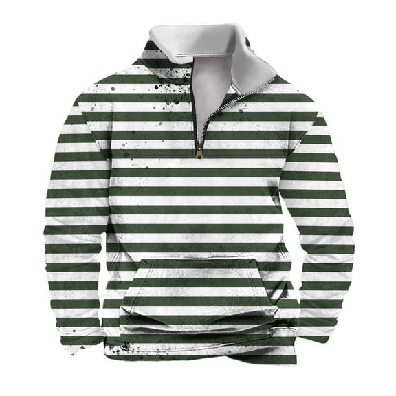 Fashion YLSDY Pullover for Men Quarter Zip Up Long Sleeve Color Block Sweatshirts Loose Trendy Fashion Mock Neck Outfits Army Green XXXL