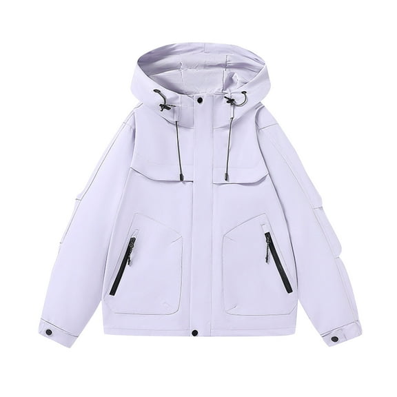 Fashion YLSDY Rain Jackets for Men Waterproof Lightweight Hooded Windbreaker Hiking Traveling Outdoor Raincoat with Pockets Purple L