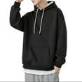 thumbnail image 1 of Fashion YLSDY Solid Men's Hoodies Midweight Athletic Sweatshirt Fleece Lined Plain Long Sleeve Kangaroo Pockets Unisex Black XXXXL, 1 of 2