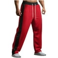thumbnail image 1 of Fashion YLSDY Stacked Sweatpants Men Straight Leg Sweat Pants Casual Drawstring Elastic Waist Pants Trendy Spring Loose Trousers Red 4, 1 of 9