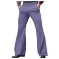 thumbnail image 1 of Deals YLSDY Trendy Pants Men Corduroy Vintage Bell Bottom Pants 60s 70s Disco Outfits Stretch Slim Fitted Hippie Party Trousers Purple M, 1 of 7