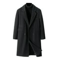thumbnail image 1 of Fashion YLSDY Winter Coats for Men Classic Wool Blend Pea Coat Lapel Double Long Trench Coat Work Business Formal Long Jacket Black XL, 1 of 5