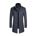 thumbnail image 1 of Fashion YLSDY Work Elegant Coats for Man Winter Fall Turtle Neck Fleece Lined Wool Long Basic Jackets Blazers Coat Mens 2025 Gray M, 1 of 7