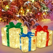 Deals of the Day Clearance Christmas Glowing Decoration Gift Box Ornament With Bow Christmas Lighting Box Outdoor Light Lighting Christmas Box Outdoor Gift Decorations Backyard