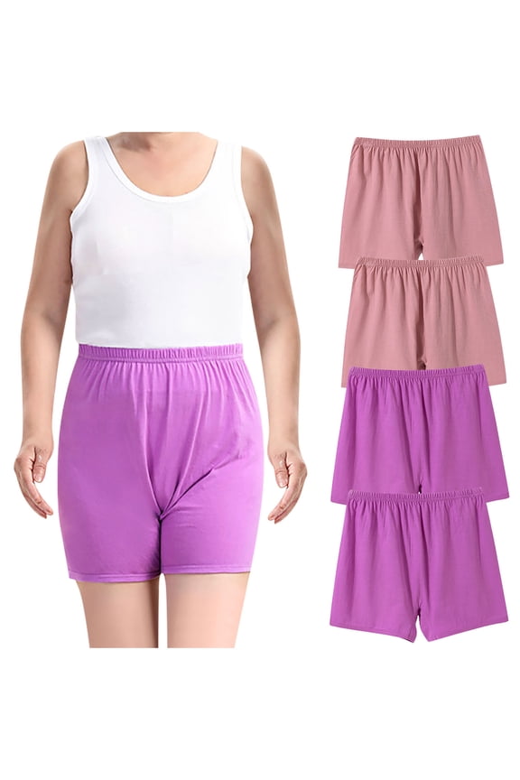 4 Pack Middle Aged Elder Casual Boxer Panties High Waist Comfy Underpants Cotton for Mom Grandma Gifts