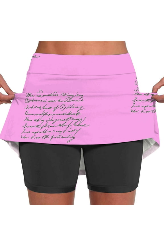 Active Skort for Women Print Cargo-Style Quick Drying Hiking Tennis Skirt with Inner Compression Short