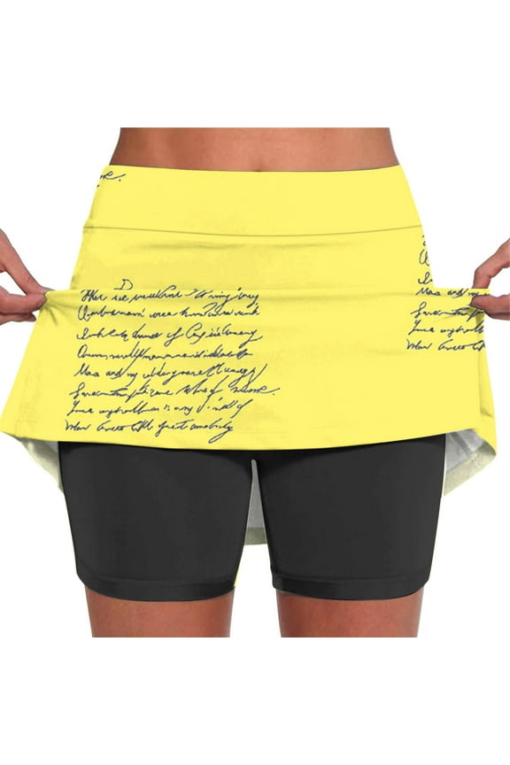 Active Skort for Women Print Cargo-Style Quick Drying Hiking Tennis Skirt with Inner Compression Short