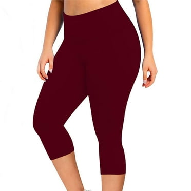 Deals of The Day Clearance! Abomasnow Plus Size Capri Leggings for Women Stretchy Tummy Control High Waist Workout Running Cropped Yoga Pants