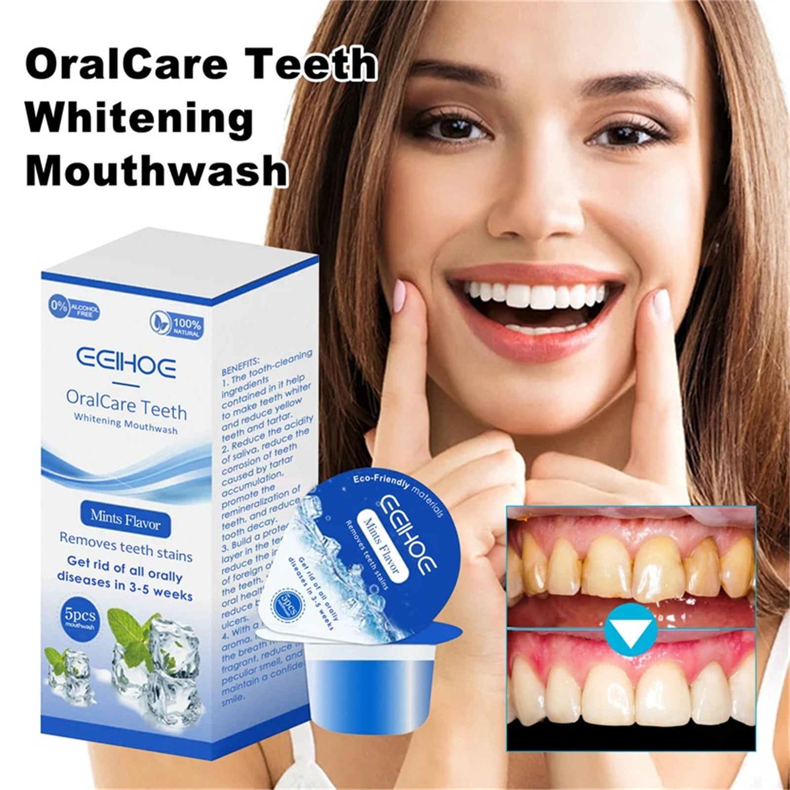 Deals of The Day Clearance! Advanced Whitening Mouthwash with Energizing Mint, Extra Whitening & Breath Freshener, Oral Care for Teeth & Gums  25ml