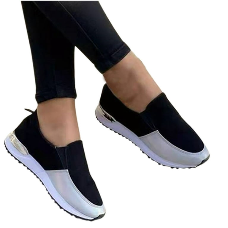 Deals of The Day Clearance Dvkptbk Sneakers for Women, Fashion Women Single Shoe Round Toe Flat Color Block Loafers Black 11, Women's