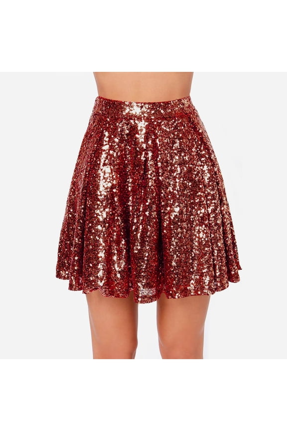 Women's Sparkly Sequin Skirt Glitter Shiny Dance Skirt Concert Mini Skirt Night Out Club Party Skirt