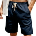 thumbnail image 1 of LADIGASU Men's Casual Solid Color Casual Drawstring Pockets Elastic Sports Shorts, 1 of 5