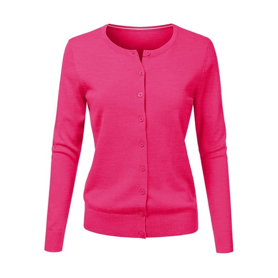 Deals of The Day Clearance Round Neck Cardigan Knitted Long Sleeved Large Yards Loose Solid Color Short Sweater Jacket Cardigan on Sale Clearance