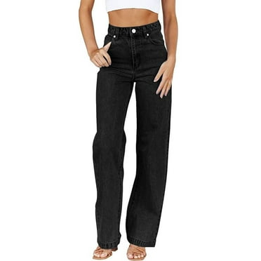 Deals of The Day Clearance Women's Jeans Women's High Waisted Jeans Baggy Straight Leg Casual Denim Pants Women Blendingpants