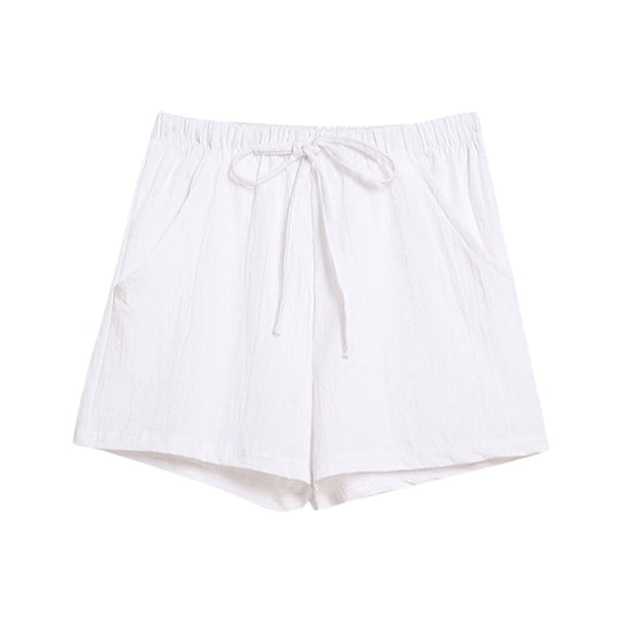 Deals of The Day Clearance and Elastic Short Pants Solid Pocket Waist Loose Pants on Sale Clearance