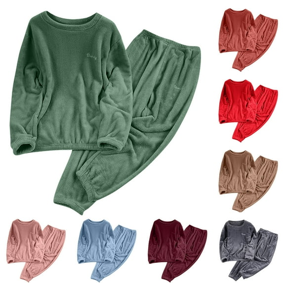 purcolt Women's Coral Fleece Pajama Sets Loungewear Soft Comfy Pjs Set Winter Warm Plush 2 Piece Lounge Sets Sleepwear