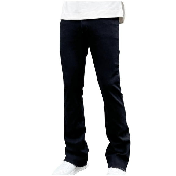 Miqool Men's Straight Leg Bootcut Vintage Jeans Retro 70s 60s Bell Bottom Flared Jeans Slim Fit Skinny Stretch Denim Pants