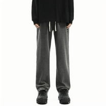 Miqool Mens Baggy Pull-on Jeans Elastic Waist Casual Loose Wide Leg Denim Pants Work Office Streetwear(Black, S)