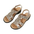 thumbnail image 1 of Women Open Toe Sandals Open Sandals, Summer Beach Shoe, Bohemian Style Floral Wedge Slippers, Casual Roman Shoes Gold 4.5, 1 of 9