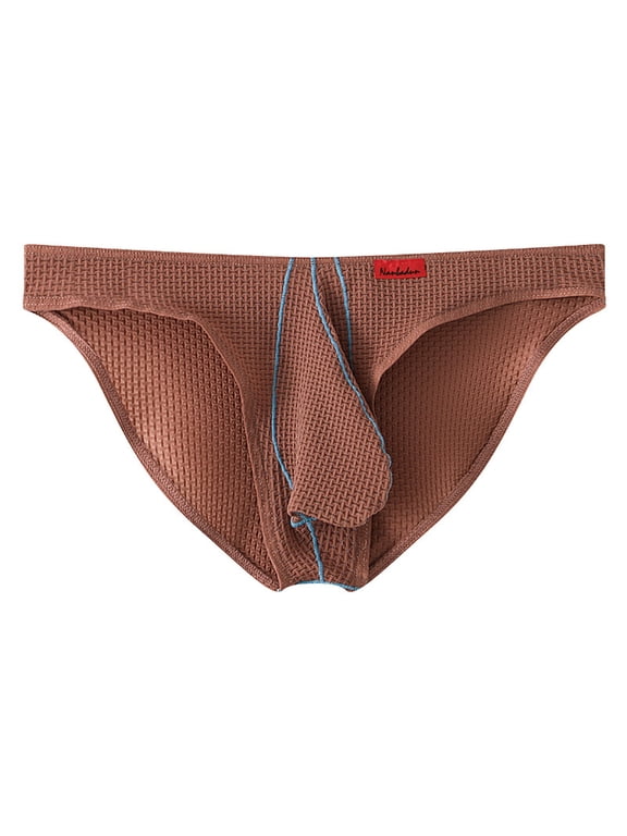 Mens Bulge Pouch Ice Silk G-String Thong Underwear Breathable Low Waist Ultra-Thin Sweat Absorbing Bikini Briefs