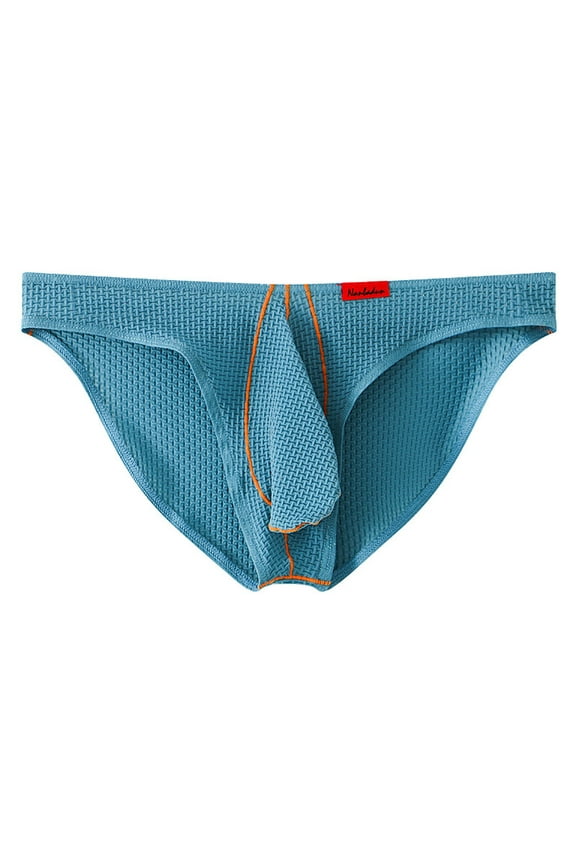 Mens Bulge Pouch Ice Silk G-String Thong Underwear Breathable Low Waist Ultra-Thin Sweat Absorbing Bikini Briefs