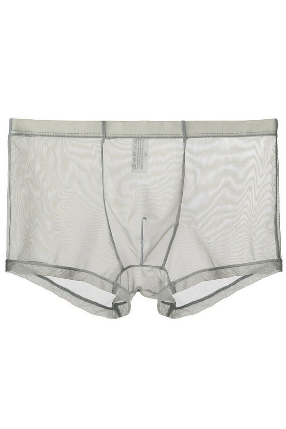 Men's Traceless Underwear Ice Silk Boxer Brief Sexy See-Through Mesh Loose Shorts Lounge Transparent Cover up Boxer Briefs