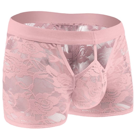 Abomasnow Mens Boxer Briefs Sexy Ball Pouch See Through Lace Lingerie Breathable Hollow Out Underwear for Men