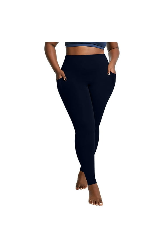 Women's Thick High Waist Yoga Pants Casual Tummy Control Workout Pants Slim Fit Running Yoga Leggings with Pockets