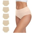 thumbnail image 1 of TMOYZQ 5 PC Women's Cotton Underwear High Waist Stretch Briefs Soft Underpants Ladies Full Coverage Panties Available in Plus Size on Clearance, 1 of 3