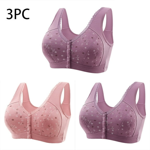 Bras for Women 2026 3Pcs Comfy Convenient Front Closure Bras Full Support No Underwire Bras
