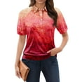 thumbnail image 1 of NAMTYQX Plus Size Tops for Women Womens Polo Shirts Lapel Short Sleeve Lounge Trendy Soft Vermilion Size L, 1 of 5