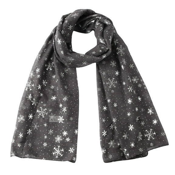 Zpanxa Scarves for Women Christmas Festive Winter Snowflake Print Warm Winter Snow flake Scarf Dark Gray