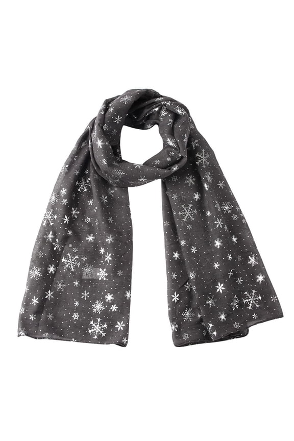 Scarves for Women Christmas Festive Winter Snowflake Print Warm Winter Snow flake Scarf Dark Gray