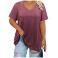 thumbnail image 1 of purcolt Womens Plus Size Tops Summer Short Sleeve V Neck T Shirts Casual Loose Tunic Tees L-6XL, 1 of 7