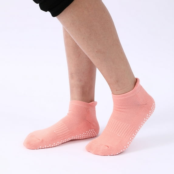 Pitauce Womens Breathable Cotton Socks Cushioned Low Cut Flat Board Socks Casual Anti-Slip Ankle Socks Yoga Pilates Socks with Grips
