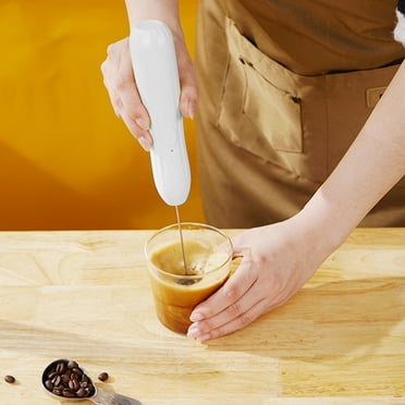 Deals of the Day! Rechargeable Milk Frother with USB-C, Handheld Stainless Steel Foam Maker for Lattes and Cappuccino, Khaki Clearance White
