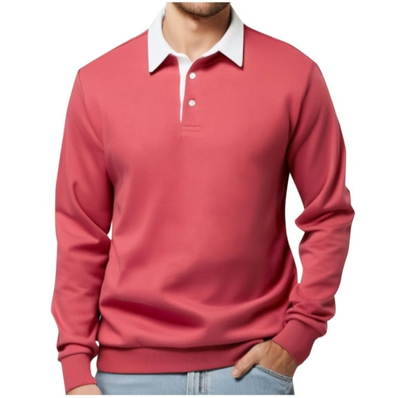 Abomasnow Men's Long Sleeve Shirts Slim Fit Color Blocking Button Down Lapel Pullover Blouse