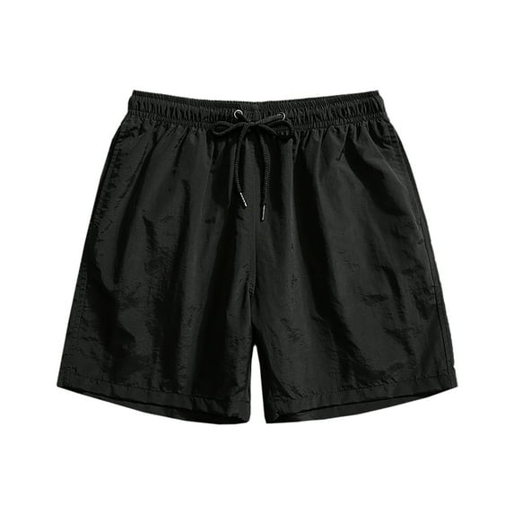 BVnarty Mens Plus Size Cargo Shorts Elastic Waist Above Knee Length Shorts Solid Color Drawstring with Pockets Black M