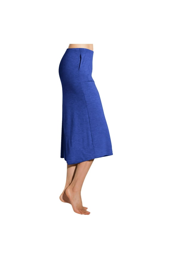Women's Palazzo Pants with Pockets Wide Leg Loose Fit Culottes Gaucho Capri Pants Blue XXL