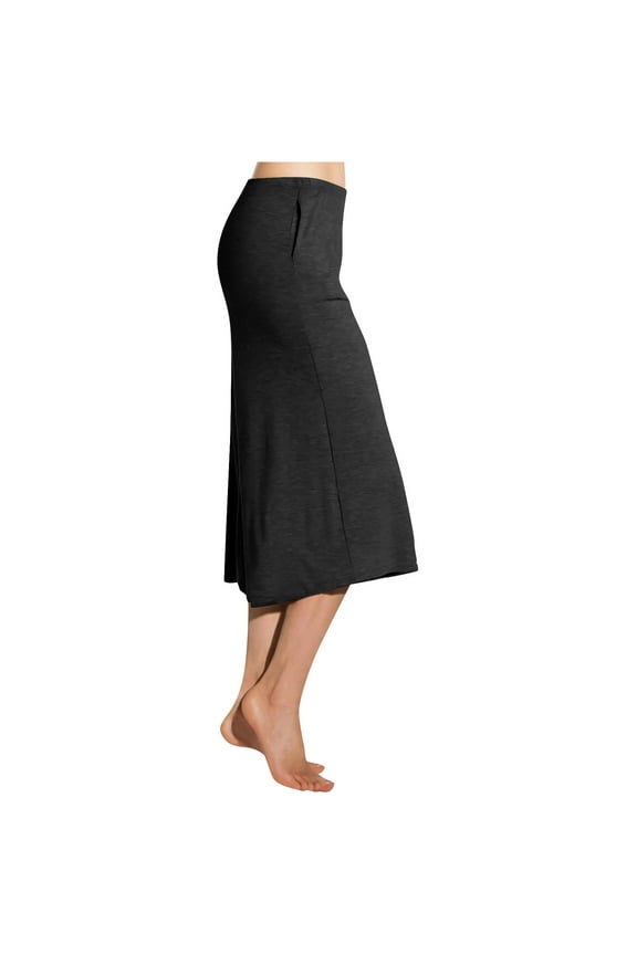 Women's Palazzo Pants with Pockets Wide Leg Loose Fit Culottes Gaucho Capri Pants Black M