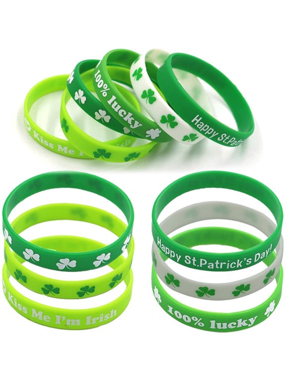 24-Pack St. Patrick's Day Bracelets with Irish Themed Designs for Party Favors and Gifts
