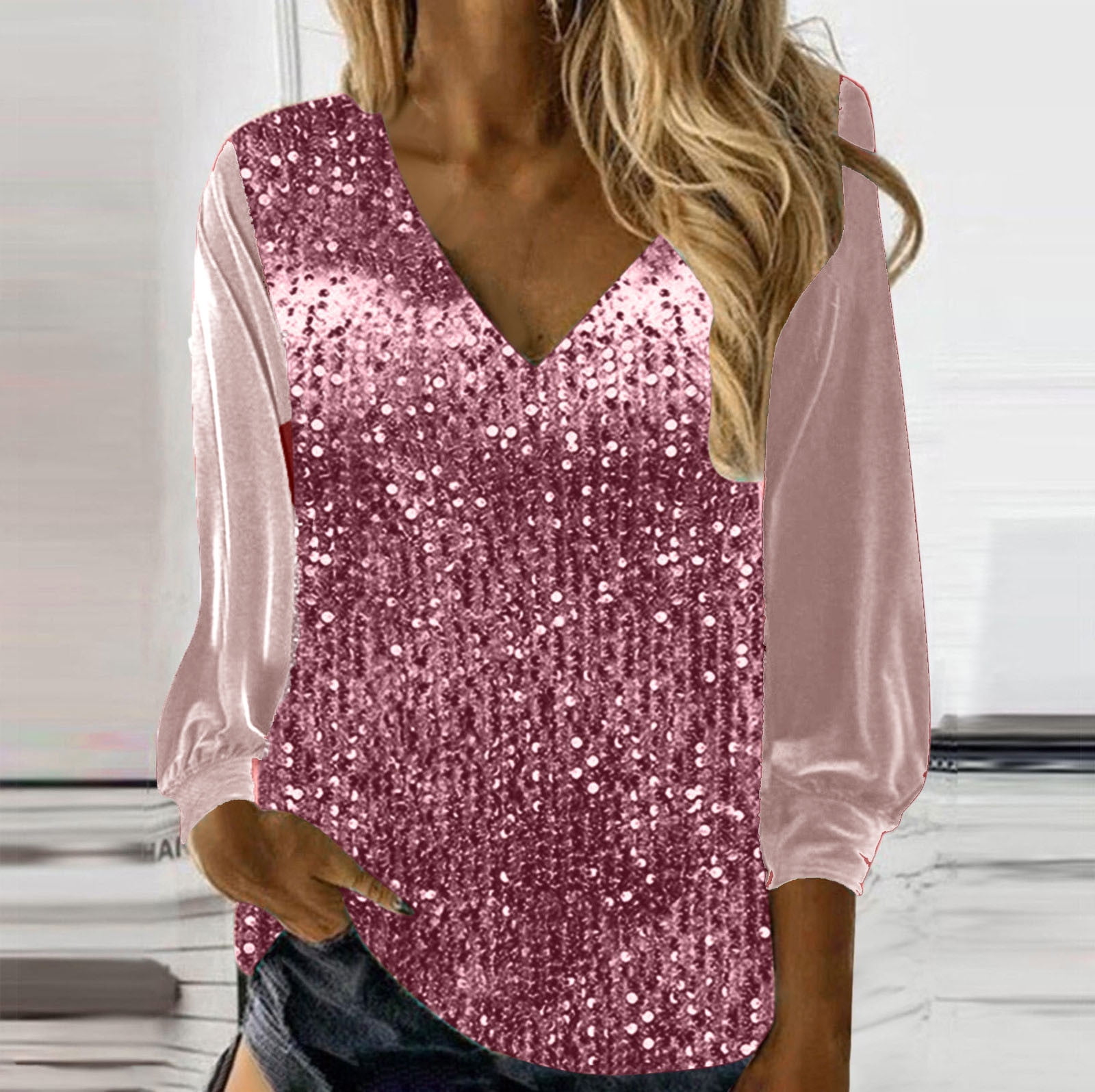ALLTB Women's Sparkly Sequin Cardigan - Long Sleeve Glitter Open Front Jacket, Loose Fit Shimmer Coat - View #6