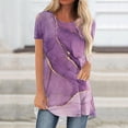 thumbnail image 1 of Deals under 10.00 LYXSSBYX Plus Size Womens Tops Short Sleeve Clearance Women's Summer Printed Round-Neck Loose Short Pullover Sleeve Tops Blouse, 1 of 1